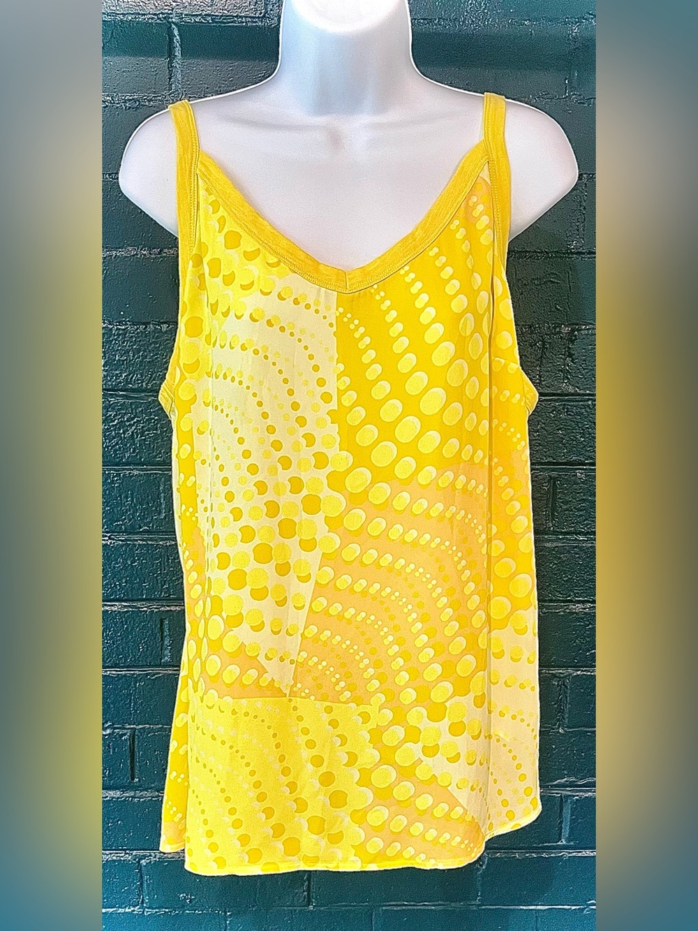 Yellow Dot-Print Sleeveless Women's Top